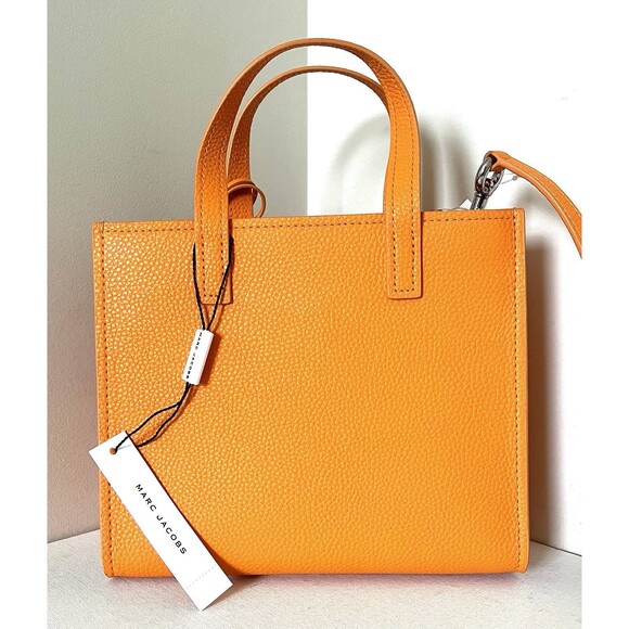 New Marc Jacobs Mini Grind Leather Tote Tangerine - Picture 4 of 5